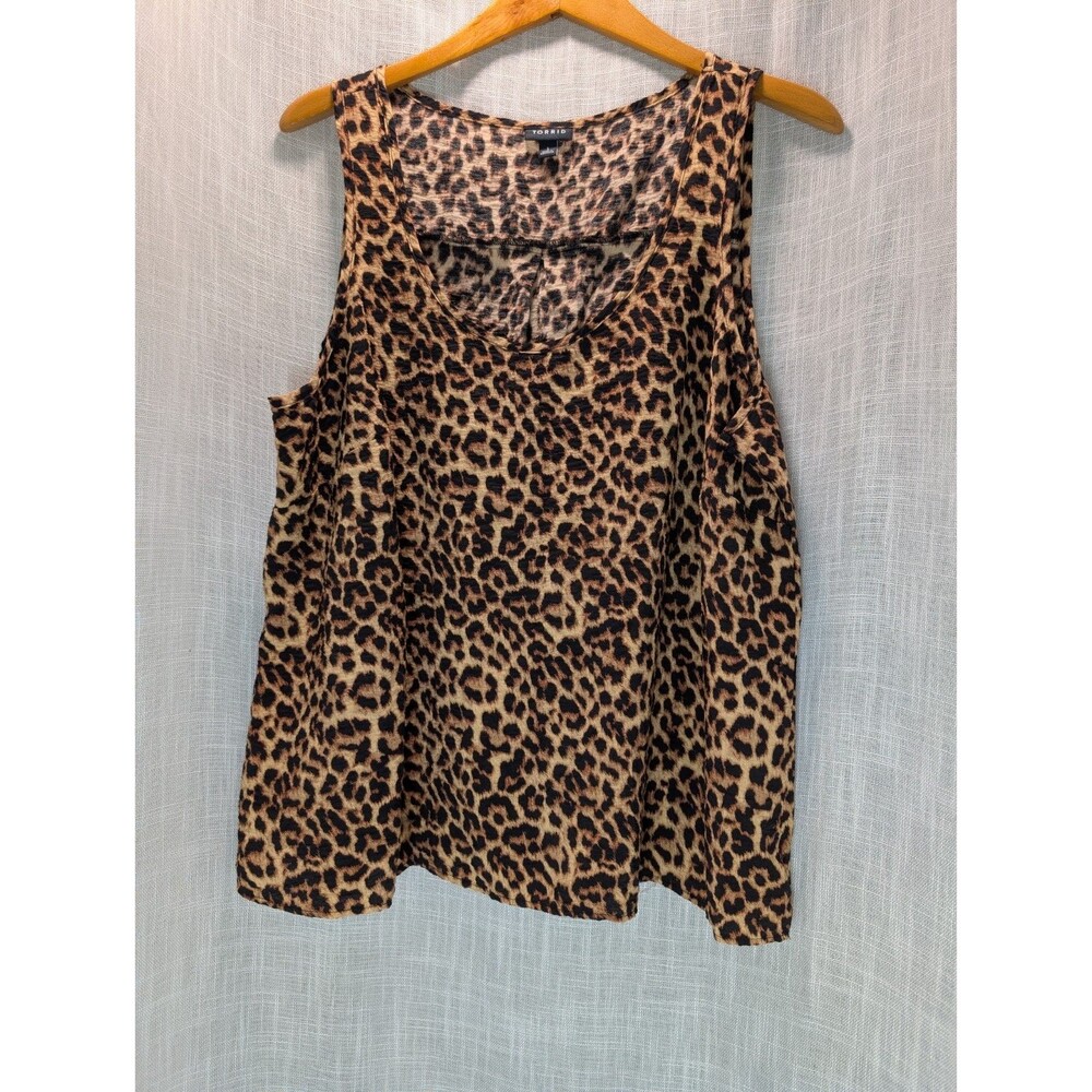 Torrid - Scoop Neck Sleeveless Rayon Lightweight Leopard Print Tank Top Sz 1x